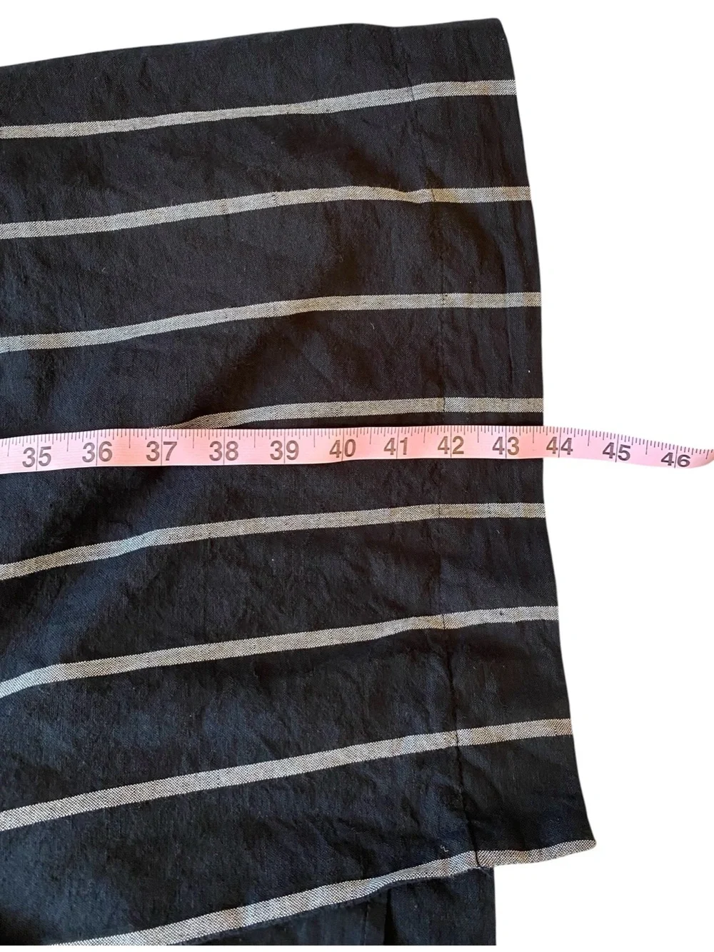 GAP Linen Cotton Striped Midi Dress Size 6 Button Front Pockets Black